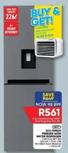 Furnmart DEFY ECO FRIDGE FREEZER WITH WATER DISPENSER offer