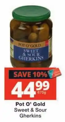 Checkers Pot O' Gold Sweet & Sour Gherkins offer