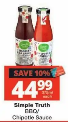 Checkers Simple Truth BBQ/Chipotle Sauce offer
