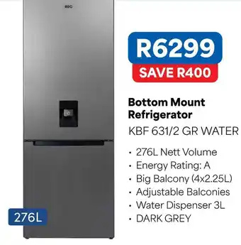 Bottom Mount Refrigerator KBF 631/2 GR WATER
