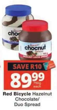 Checkers Red Bicycle Hazelnut Chocolate/ Duo Spread offer