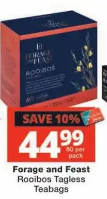 Checkers Forage and Feast Rooibos Tagless Teabags offer