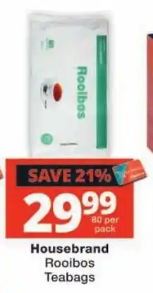 Checkers Housebrand Rooibos Teabags offer