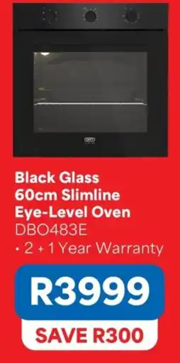 OK Furniture Black Glass 60cm Slimline Eye-Level Oven DBO483E offer