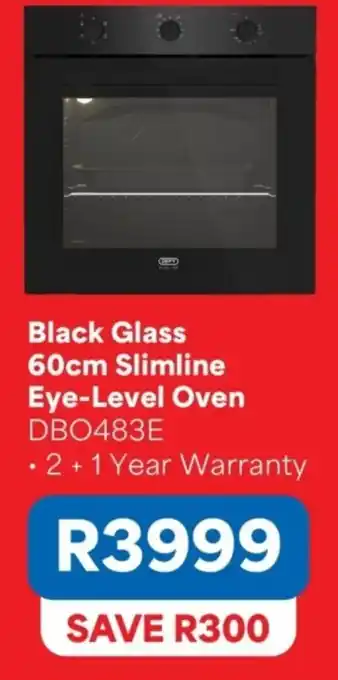 Black Glass 60cm Slimline Eye-Level Oven DBO483E