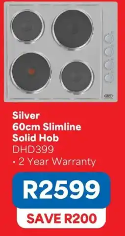 OK Furniture Silver 60cm Slimline Solid Hob DHD399 offer