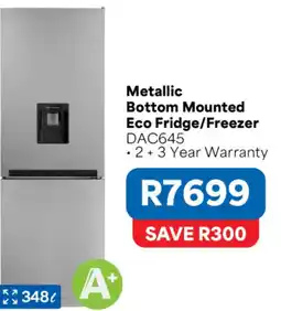 OK Furniture Metallic Bottom Mounted Eco Fridge/Freezer DAC645 offer