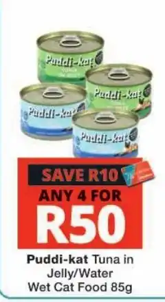 Checkers Puddi-kat Tuna in Jelly/Water Wet Cat Food offer