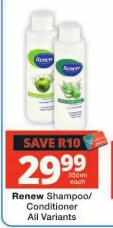 Checkers Renew Shampoo/Conditioner offer