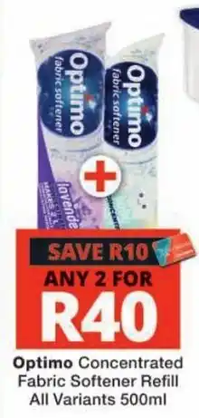 Checkers Optimo Concentrated Fabric Softener Refill offer