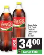 Spar Coca-Cola Soft Drink (Original Less Sugar Only)-For 2 x 1.5Ltr offer