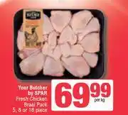 Spar Your Butcher By Spar Fresh Chicken Braai Pack 5,8 or 16 Piece-Per kg offer