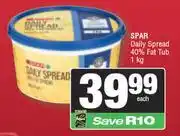 Spar Spar Daily Spread 40% Fat Tub-1kg Each offer