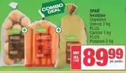 Spar Spar Freshline Unpeeled Onions2kg Plus Carrots 1kg Plus Potatoes 2kg-For All offer