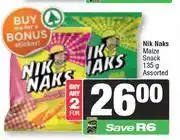 Spar Nik Naks Maize Snacks Assorted-For Any 2 x 135g offer
