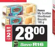 Spar Henro My Scotties Shortbread Biscuits-For Any 2 x 185g offer