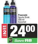Spar Powerade Sports Drink Assorted-For 2 x 500ml offer