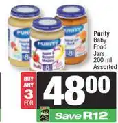 Spar Purity Baby Food Jars Assorted-For 3 x 200ml offer