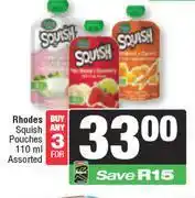 Spar Rhodes Squish Pouches Assorted-For 3 x 110ml offer