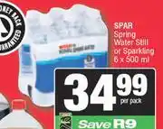 Spar Spar Spring Water Still Or Sparkling-6 x 500ml Per Pack offer