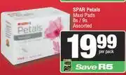 Spar Spar Petals Maxi Pads Assorted-8s/9s Per Pack offer