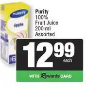 Spar Purity 100% Fruit Juice Assorted-200ml Each offer