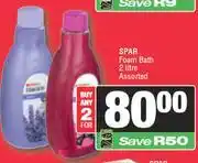 Spar Spar Foam Bath Assorted-For Any 2 x 2Ltr offer