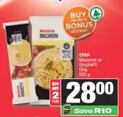 Spar Spar Macaroni Or Spaghetti Only-For 2 x 500g offer