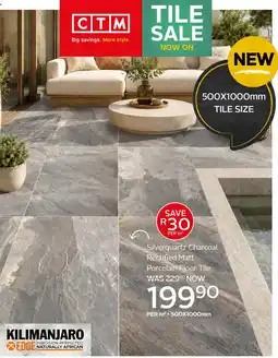 CTM Silverquartz Charcoal Rectified Matt Porcelain Floor Tile offer
