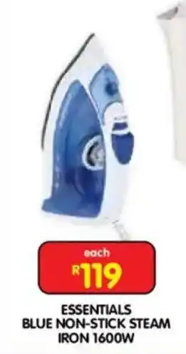 ESSENTIALS BLUE NON-STICK STEAM IRON 1600W