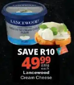 Checkers Lancewood Cream Cheese offer