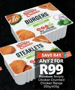 Checkers Rainbow Simply Chicken Crumbed Chicken Range offer