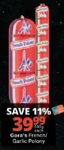 Checkers Gora's French/Garlic Polony offer