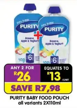 Shoprite PURITY BABY FOOD POUCH offer