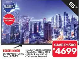 Pick n Pay TELEFUNKEN 55" (139cm) Full HD Smart LED TV offer