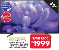 Pick n Pay MAXDORF 39" (99cm) LED TV offer