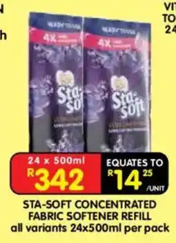 Shoprite STA-SOFT CONCENTRATED FABRIC SOFTENER REFILL offer