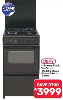 Pick n Pay DEFY 4-Burner Black Gas Stove offer