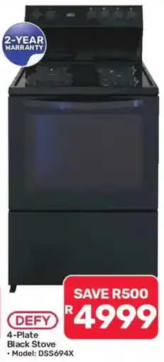 Pick n Pay DEFY 4-Plate Black Stove offer
