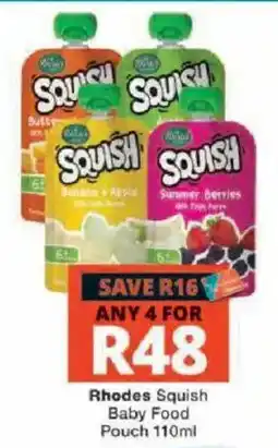 Checkers Rhodes Squish Baby Food Pouch offer