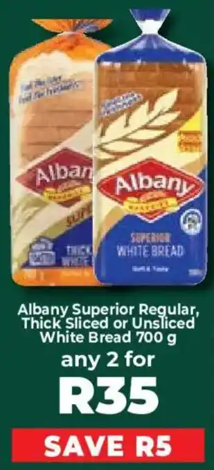 Albany Superior Regular Thick Sliced or Unsliced White Bread