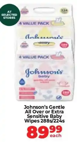 Food Lover's Market Johnson's Gentle All Over or Extra Sensitive Baby Wipes offer