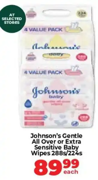 Food Lover's Market Johnson's Gentle All Over or Extra Sensitive Baby Wipes offer
