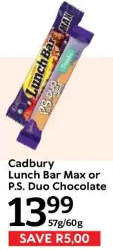 Oxford Freshmarket Cadbury Lunch Bar Max or P.S. Duo Chocolate offer