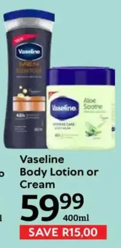 Oxford Freshmarket Vaseline Body Lotion or Cream offer
