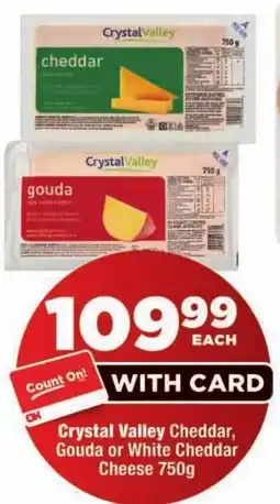 OK Foods Crystal Valley Cheddar, Gouda or White Cheddar Cheese offer