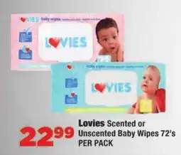 OK Foods Lovies Scented or Unscented Baby Wipes offer