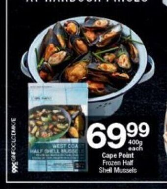 Checkers Cape Point Frozen Half Shell Mussels 400g offer