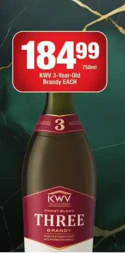 OK Liquor KWV THREE Brandy offer