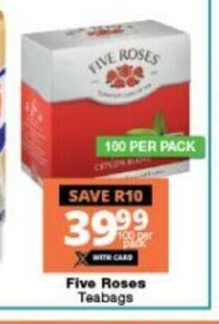 Checkers Five Roses Teabags 100 per pack offer